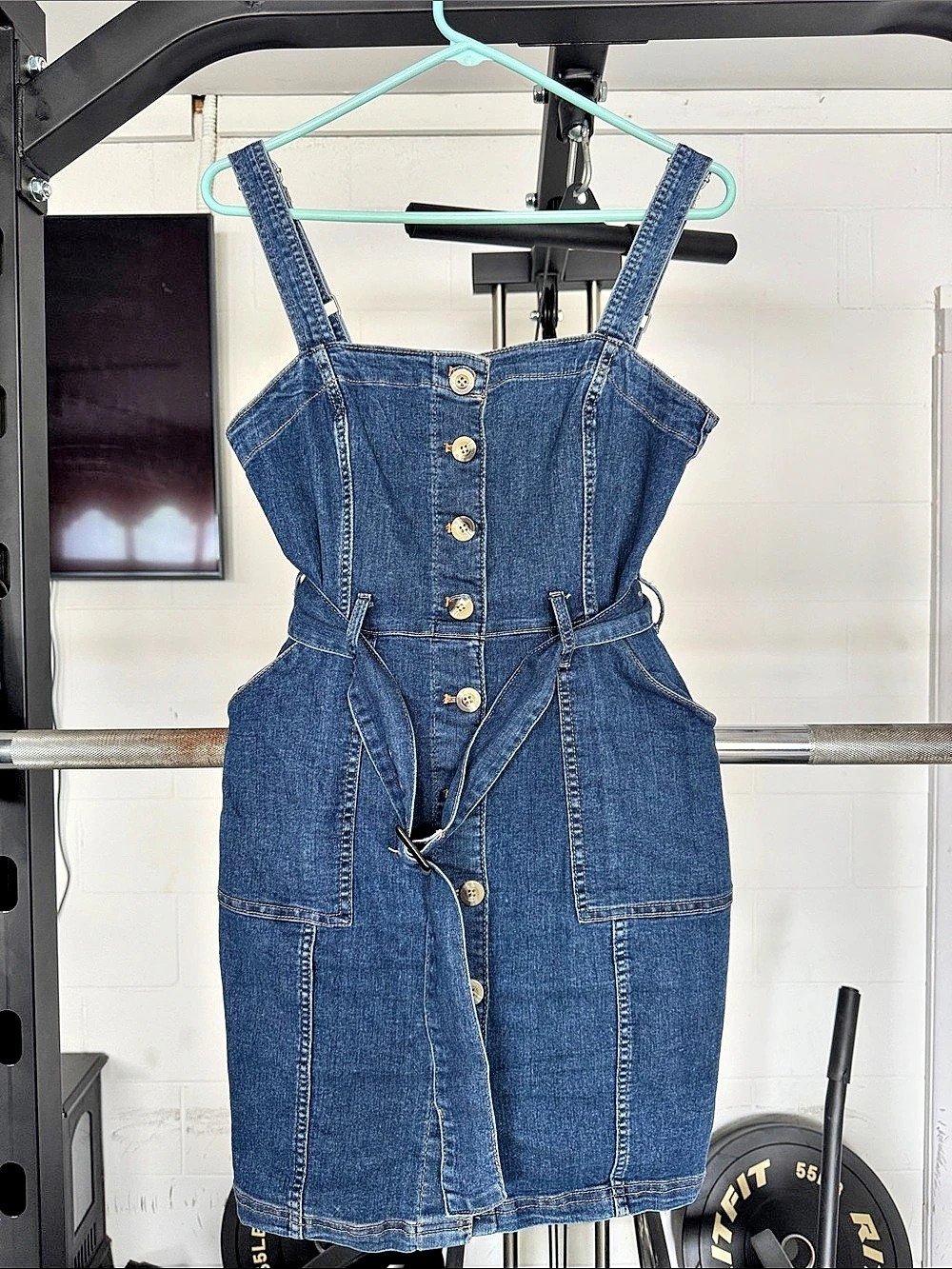 C&A Denim Overall Romper in Blue Size Medium Like New
